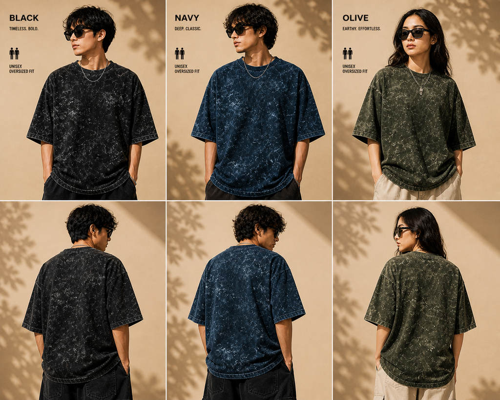 Unisex Acid Washed Oversized Tee